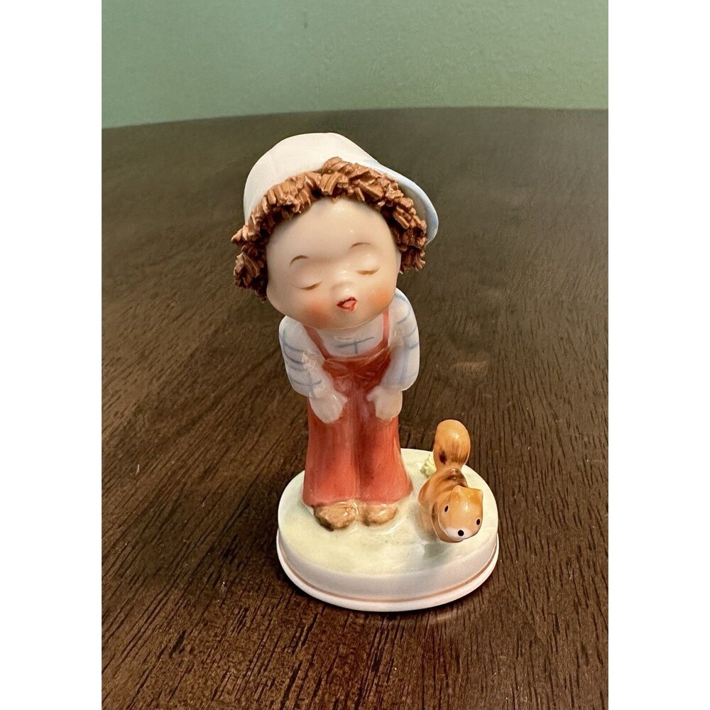 Napco Ware Bone China Figurine Boy with Squirrel